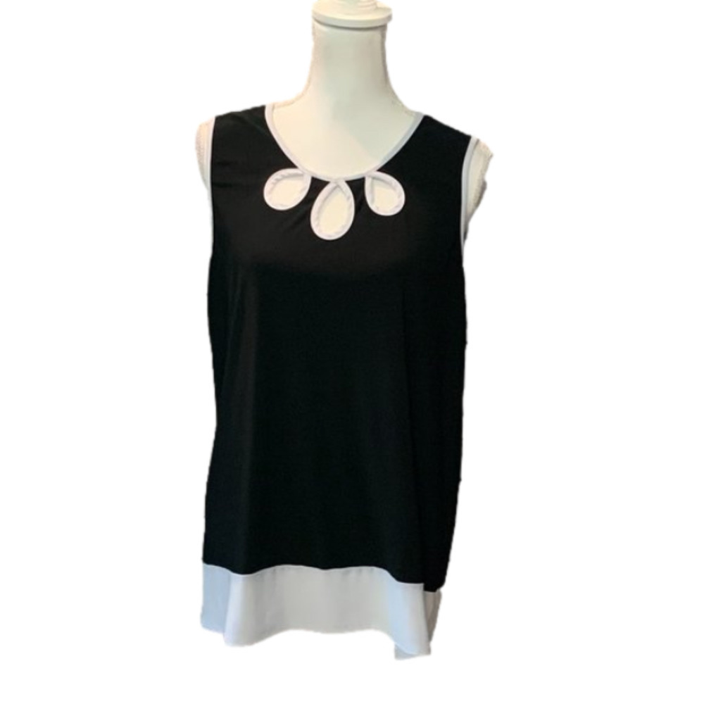 FAITH AND JOY Black and White Sleeveless Top